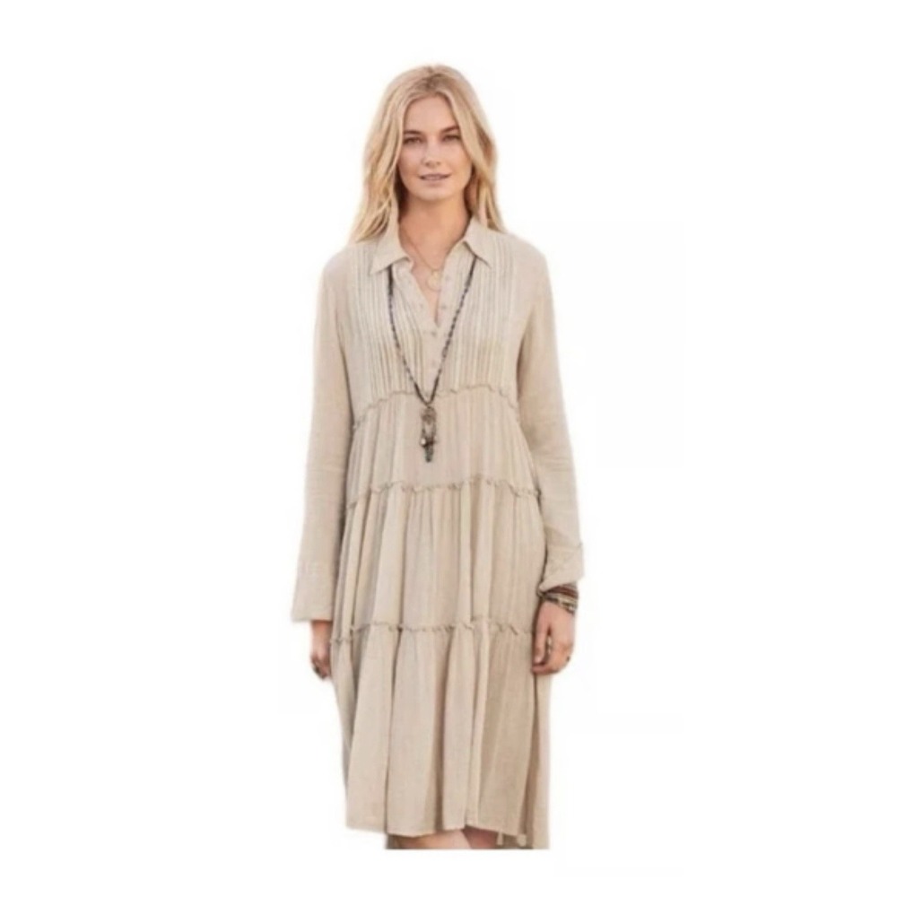 Sundance Enchanted Days pintuck tiered midi dress L 100% Cotton Cottage Core - Picture 13 of 14